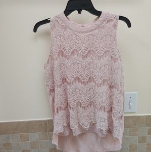 Maurices blush pink high-low lace top